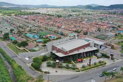 Foto aéres de una zona de La Joya, urbanización de Daule.
