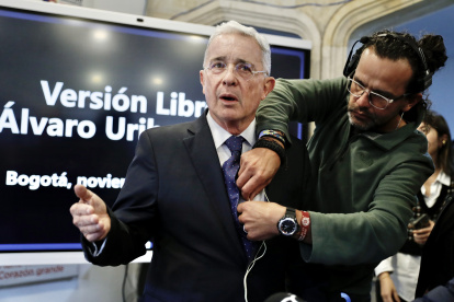 El expresidente de Colombia Álvaro Uribe Vélez, en una de sus presentaciones públicas.