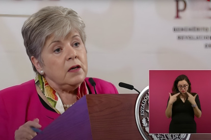 La canciller Alicia Barcena, en conferencia de prensa.