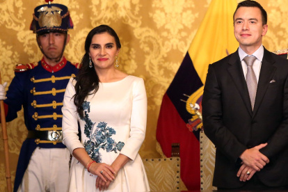 Hasta en las fotos, Verónica Abad y Daniel Noboa tenían distanciamiento. Aquí en una imagen del 23 de noviembre de 2023.