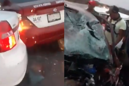 Los dos automóviles quedaron detenidos uno junto a otro, luego del impacto en el que también estuvo involucrada una bicicleta.