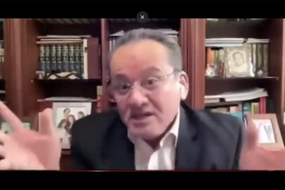 Ruptura. El director nacional del socialcristianismo, Alfredo Serrano, durante la entrevista en la que anunció el fin del pacto de gobierno.