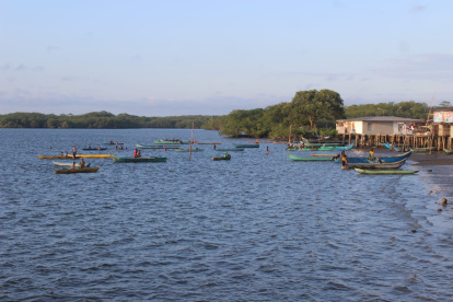 Recolectores de concha salen en canoa hasta los manglares desde el recinto Pampanal, en el norte de Esmeraldas.