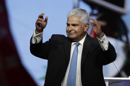 El candidato presidencial del partido RM, el exministro de Seguridad José Raúl Mulino, favorito en los sondeos para las elecciones del 5 de mayo.