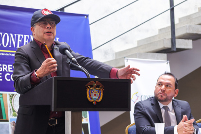 El presidente de Colombia, Gustavo Petro, participa este lunes en el Congreso Nacional de Concejales.
