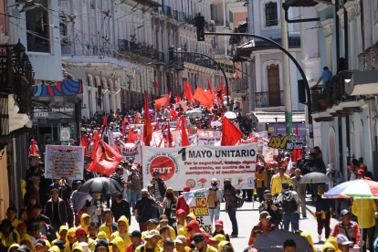 Marcha por el Día del Trabajador en Quito.