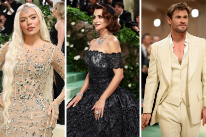 Karol G, Penélope Cruz y Chris Hemsworth con sus atuendos en la Met Gala 2024.