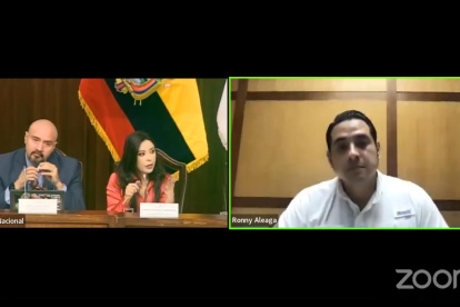 Comisión. Cuando Ronny Aleaga, alias El Ruso, apareció en la pantalla, la fiscal Diana Salazar abandonó la sala y la mayoría de comisionados también.