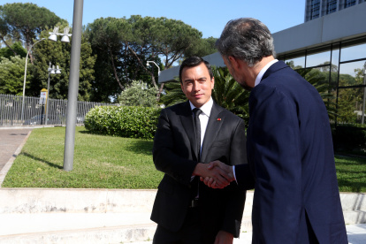 Durante su agenda, el Primer Mandatario ecuatoriano Daniel Noboa se reunió con Álvaro Lario, presidente del Fondo Internacional de Desarrollo Agrícola.