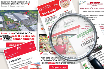Anuncios falsos que circulan en redes sociales.