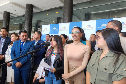 Manipulación. La bancada correísta salió a defender a Pamela Aguirre, agresora de la fiscal, por supuestamente ser víctima de violencia de género.