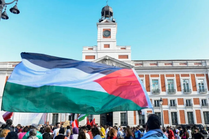 Archivo. Una concentración en apoyo al pueblo palestino en la Puerta del Sol de Madrid