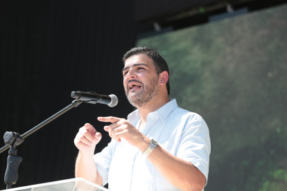 El alcalde de Guayaquil durante su rendición de cuentas.