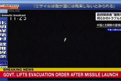 El sistema de alerta J-Alert de Japón detectó indicios de un lanzamiento de misil y rápidamente emitió una orden de evacuación