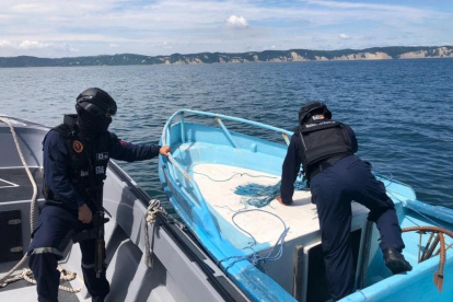 Esta fue la lancha en la que se transportaron 33 bultos de droga.