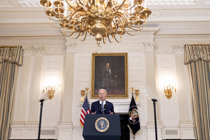El presidente de EE.UU., Joe Biden, hace el anuncio de la propuesta de acuerdo.