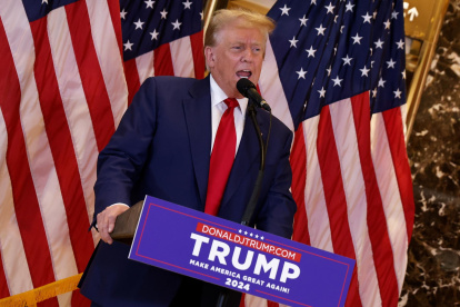 El expresidente estadounidense Donald Trump, durante una conferencia de prensa el viernes 31 de mayo en Nueva York.