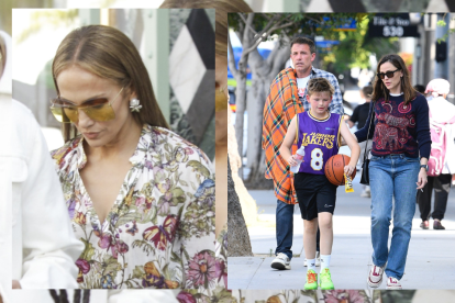 Mientras JLo estaba de compras en Los Angeles, Ben Affleck acompañaba a uno de sus hijos a un partido de basquet.