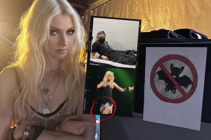 El momento en que el murciélago mordió a Taylor Momsen fue registrado por los asistentes del evento.