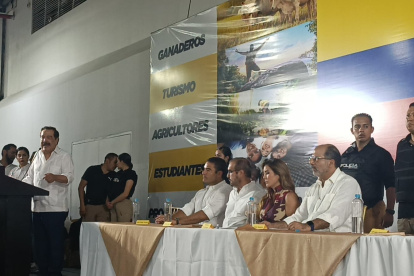 El presidente vitalicio del PSC, Jaime Nebot, durante su intervención.