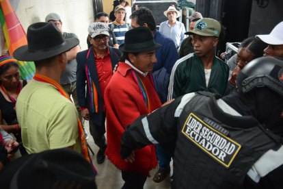 En el ingreso de Leonidas Iza a la convención nacional de Pachakutik
