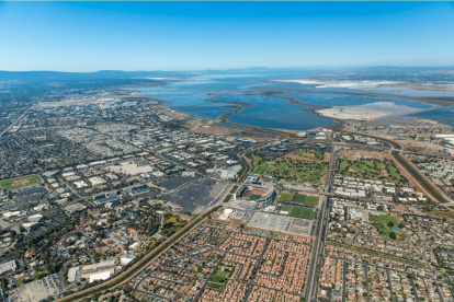 Una imagen aérea de parte de la ciudad de Santa Clara.