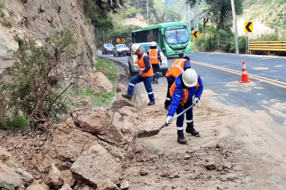 Los trabajadores municipales limpiaron los escombros que cayeron sobre la av. interoceánica.