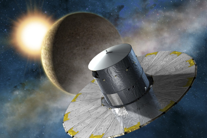 Imagen facilitada por la Agencia Espacial Europea (ESA), de la sonda espacial Gaia, el telescopio más complejo construido en Europa.
