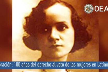 La OEA difundió una foto con su logo sobre la foto de la pionera ecuatoriana.