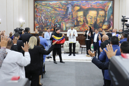 presidente de Venezuela, Nicolás Maduro en el Acto Cristiano de Arrepentimiento Nacional y Entronamiento de Jesucristo, en Caracas.