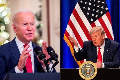 Combo de dos fotografías de archivo donde aparece el presidente de Estados Unidos, Joe Biden (i), y el expresidente, Donald J. Trump (d).