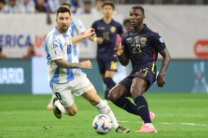 Messi en el partido de este 4 de julio frente a Ecuador.