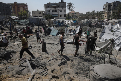 El campo de desplazados de Mawasi tras el ataque israelí.