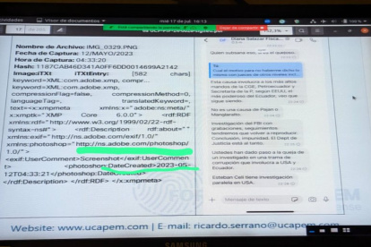 El ponente del juicio político contra Terán, Jorge Peñafiel, asegura que los chats han sido editados en un programa de edición de fotos.