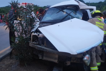 Accidente de tránsito suscitado en un tramo de la vía a la costa, en el sector de Cerecita.