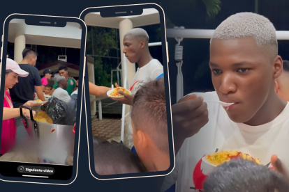 Moisés Caicedo saboreando el buen arroz con pollo en Santo Domingo.