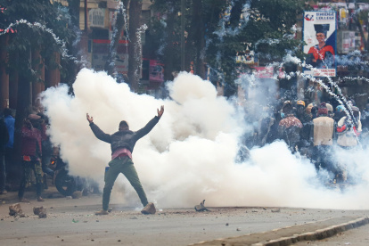 Manifestantes durante una potesta antigubernamental en Nairobi, Kenia.