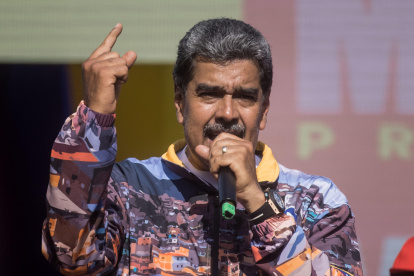El presidente de Venezuela y candidato a la reelección, Nicolás Maduro, durante un acto de campaña el jueves pasado.