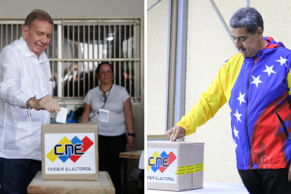 Edmundo González y Nicolás Maduro ejerciendo su derecho al voto.