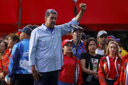 El presidente de Venezuela, Nicolás Maduro, en lo que fue cierre de su campaña este jueves, en Caracas (Venezuela).