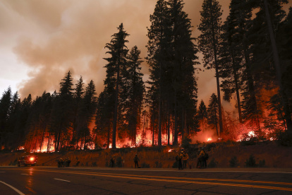 Tehama (EE.UU.). Los árboles arden en el incendio en un parque, que ha quemado más de 353.194 acres según el Departamento de Silvicultura y Protección contra Incendios de California.
