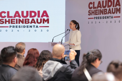 La presidenta electa de México, Claudia Sheinbaum, durante conferencia de prensa.