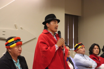 Leonidas Iza, durante la asamblea del 19 de julio del 2024.