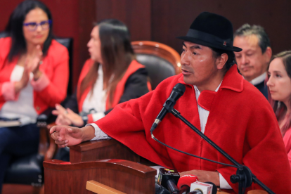 Leonidas Iza, precandidato presidencial de Pachakutik.