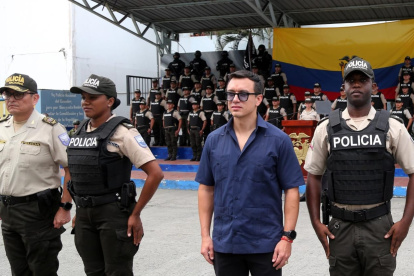 El presidente de la República, Daniel Noboa, en un evento de la Policía Nacional.