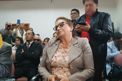 Figura. Rosa Argudo, secretaria general del SinduoIESS, compareció ante los cinco asambleístas de Azuay, el 25 de junio de 2024; sin embargo, no entregó ningún tipo de información solicitada.