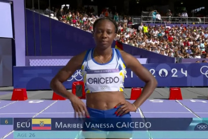 Maribel Caicedo en su primer Heat en la carrera de 100 metros vayas