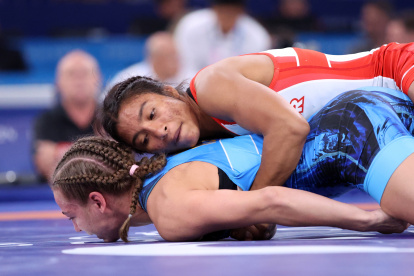 Lucía Yépez en el combate que la catapultó a las semifinales de este miércoles 7 de agosto.