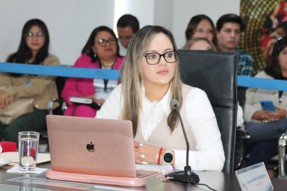 La consejera de Participación Ciudadana, Johanna Verdezoto, en sesión de pleno.