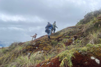 Durante la búsqueda de Mishell Sánchez en los alrededores del volcán Tungurahua.